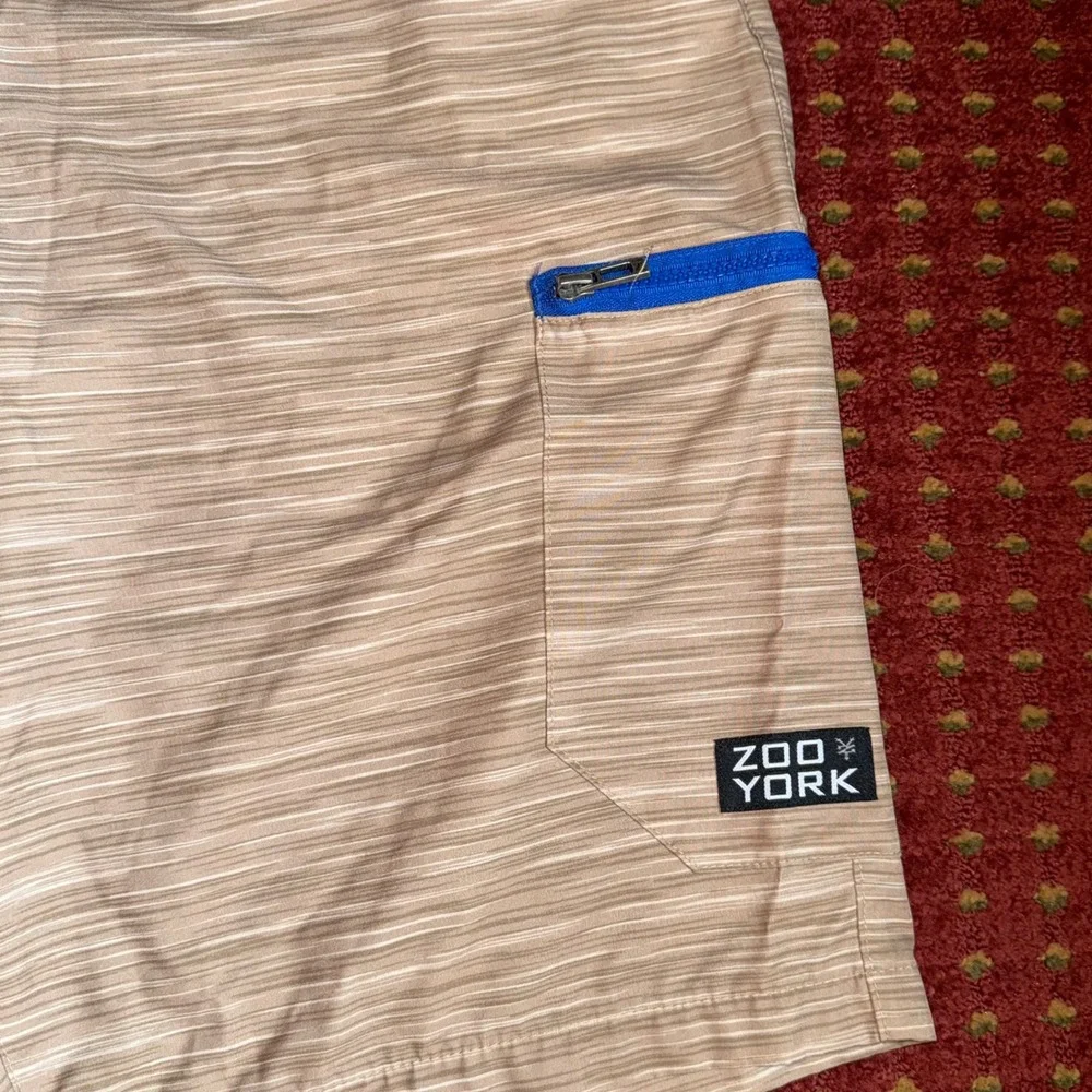 Zoo York Cargo Shorts Mens 40 Tan Space Dye Excellent Belted Skate Streetwear
